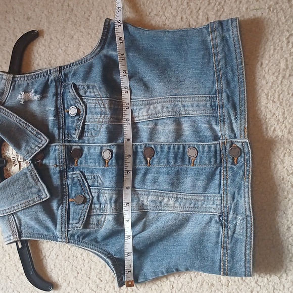 YMI Blue Denim Vest with Distressed Detail - Picture 4 of 5